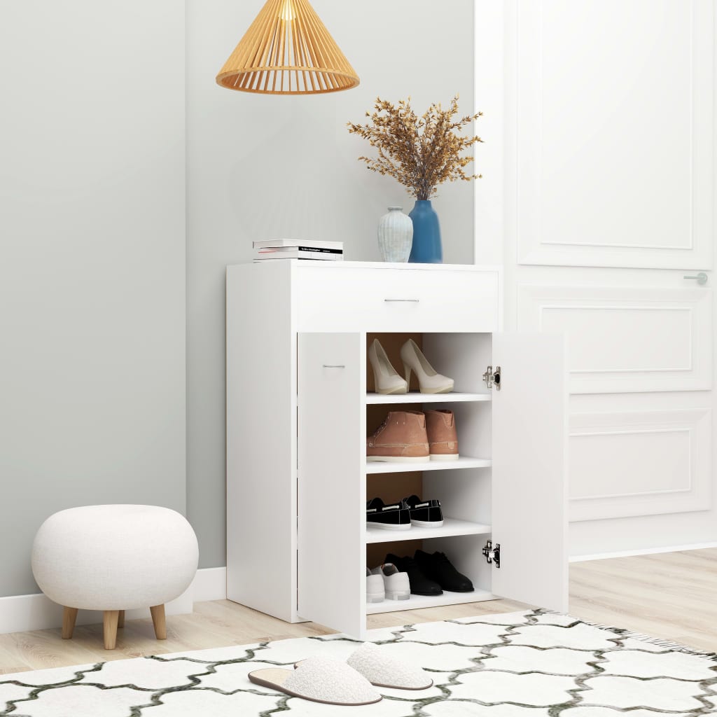 vidaXL Szafka na buty, biała, 60x35x84 cm, materiał drewnopochodny