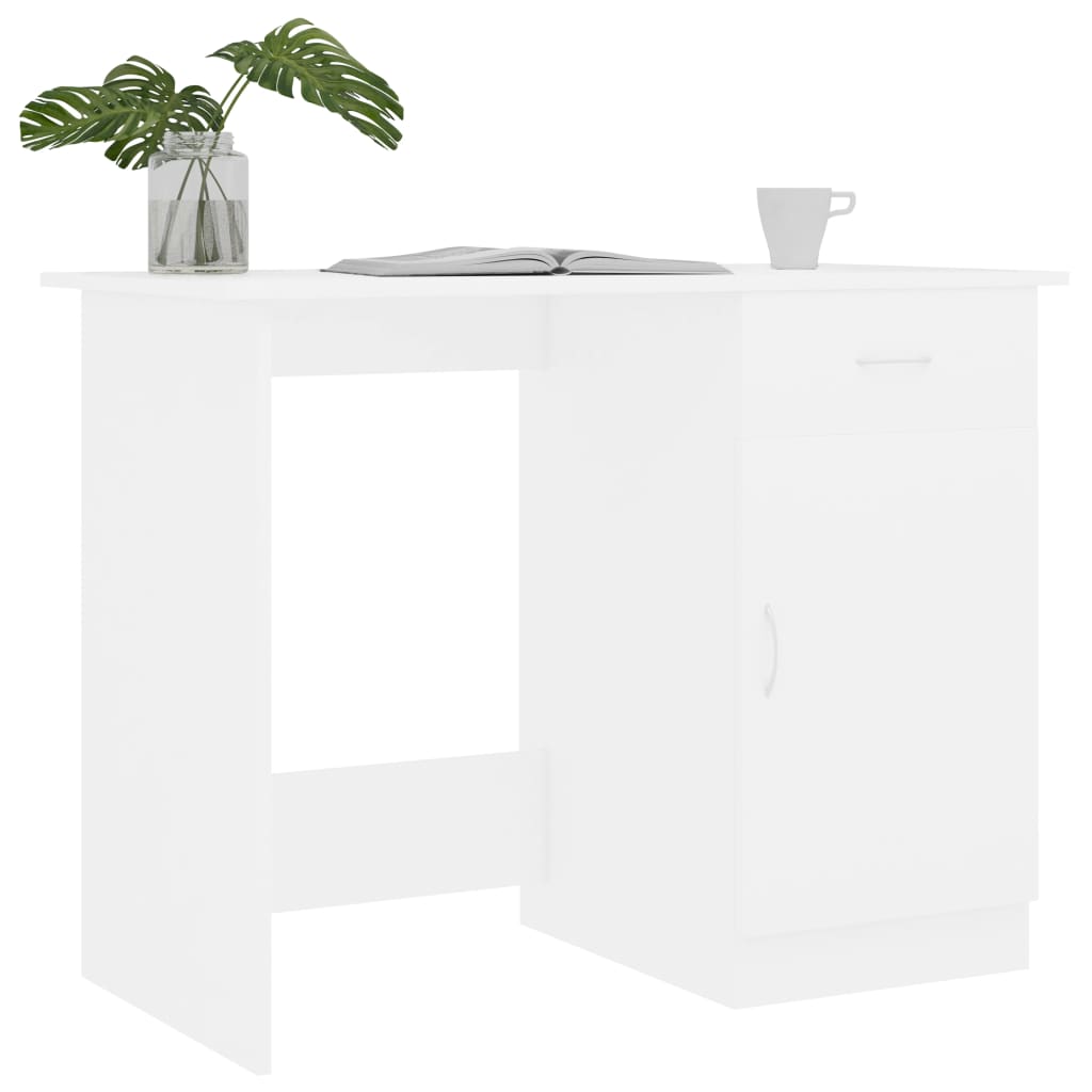 vidaXL Biurko, białe, 100x50x76 cm, materiał drewnopochodny