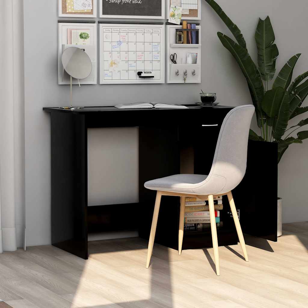 vidaXL Biurko, czarne, 100x50x76 cm, materiał drewnopochodny