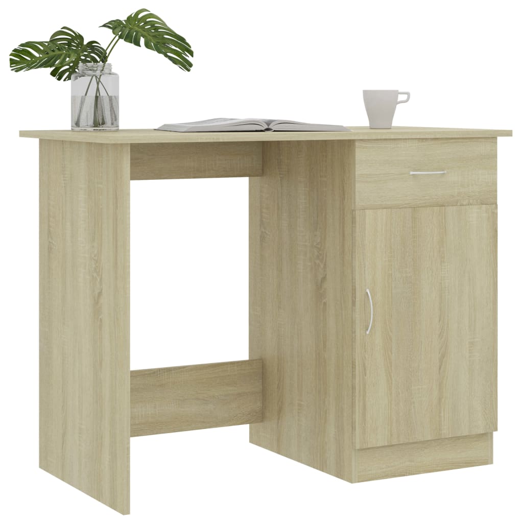 vidaXL Biurko, dąb sonoma, 100x50x76 cm, materiał drewnopochodny