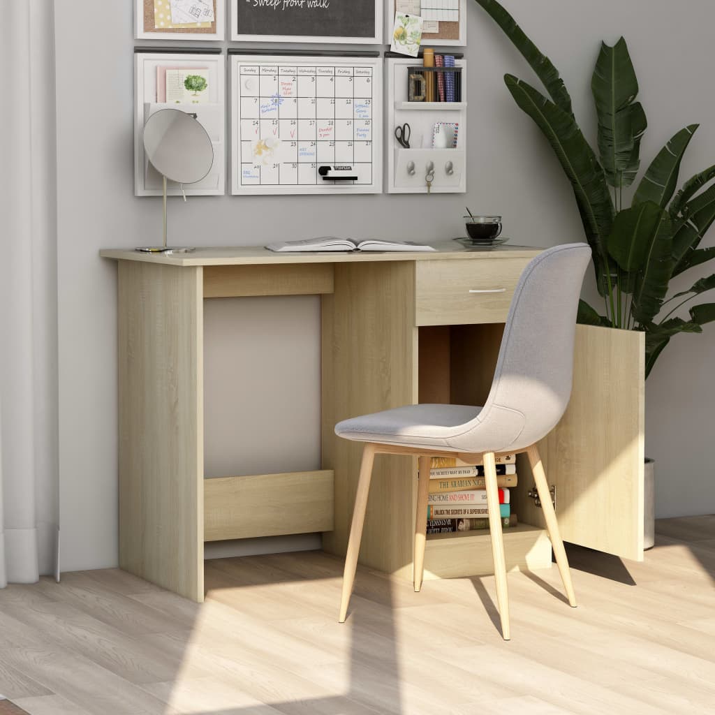 vidaXL Biurko, dąb sonoma, 100x50x76 cm, materiał drewnopochodny