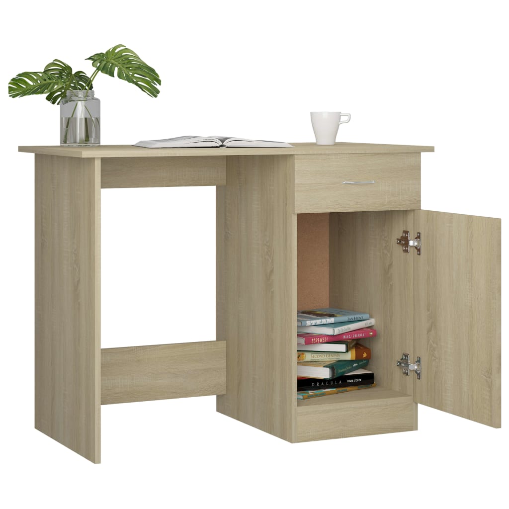 vidaXL Biurko, dąb sonoma, 100x50x76 cm, materiał drewnopochodny