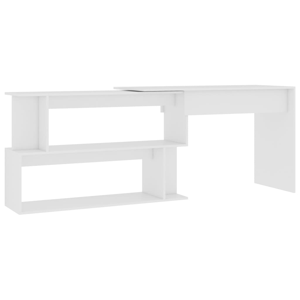 vidaXL Biurko narożne, białe, 200x50x76 cm, materiał drewnopochodny