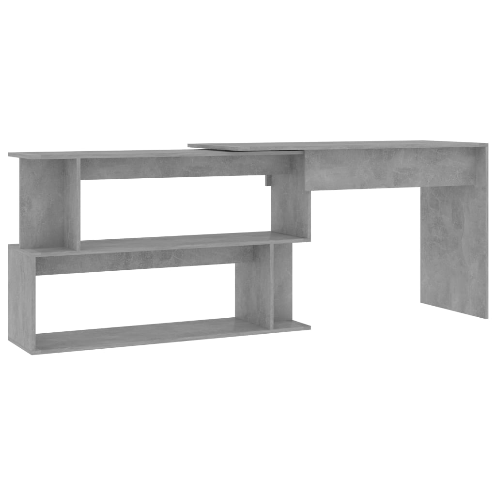 vidaXL Biurko narożne, szarość betonu, 200x50x76 cm