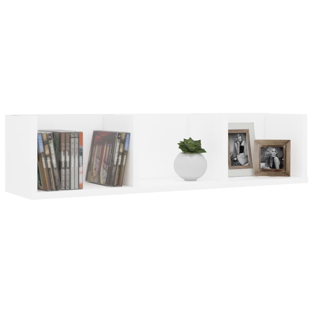 vidaXL Półka na płyty CD, biała, 75x18x18 cm, materiał drewnopochodny