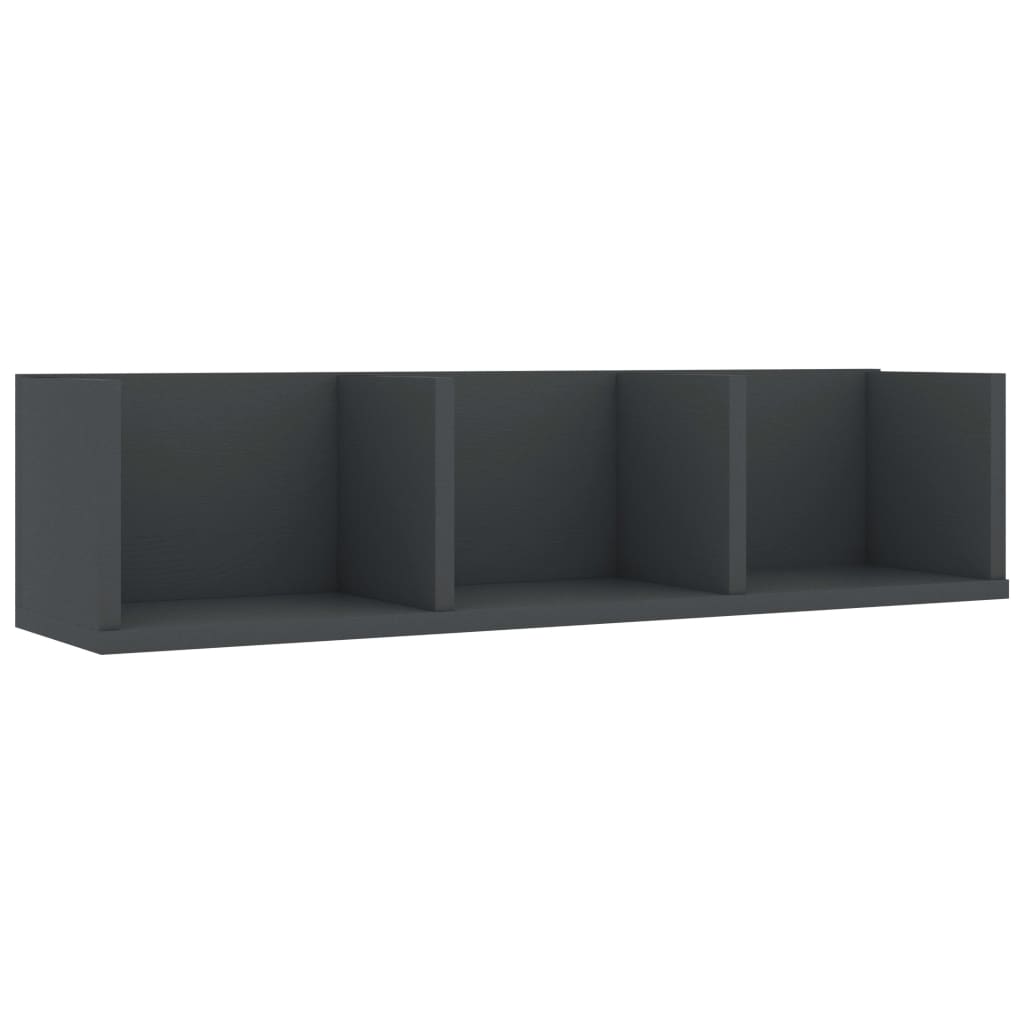 vidaXL Półka ścienna na płyty CD, szara, 75x18x18 cm