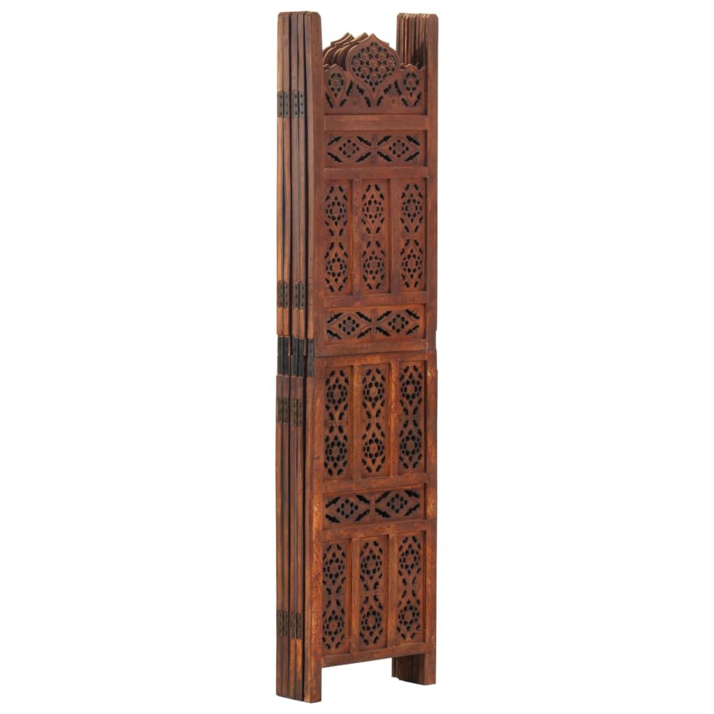 vidaXL Parawan 5-panelowy, rzeźbiony, brąz, 200x165 cm, drewno mango