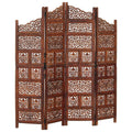 vidaXL Parawan 4-panelowy, rzeźbiony, brąz, 160x165 cm, drewno mango