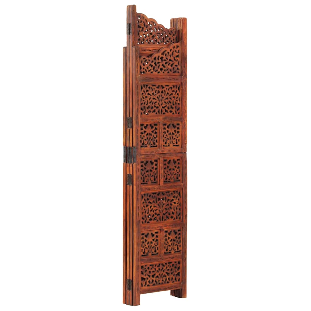 vidaXL Parawan 4-panelowy, rzeźbiony, brąz, 160x165 cm, drewno mango