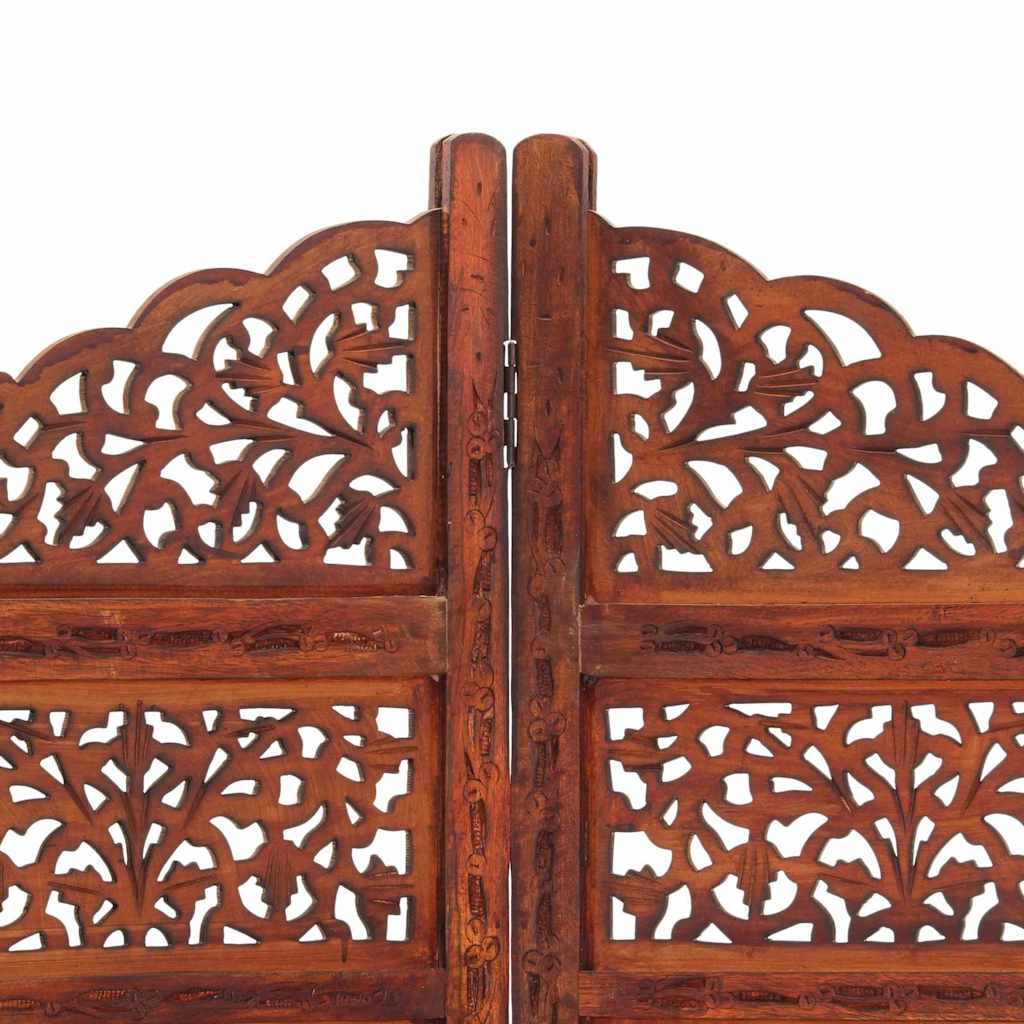 vidaXL Parawan 4-panelowy, rzeźbiony, brąz, 160x165 cm, drewno mango