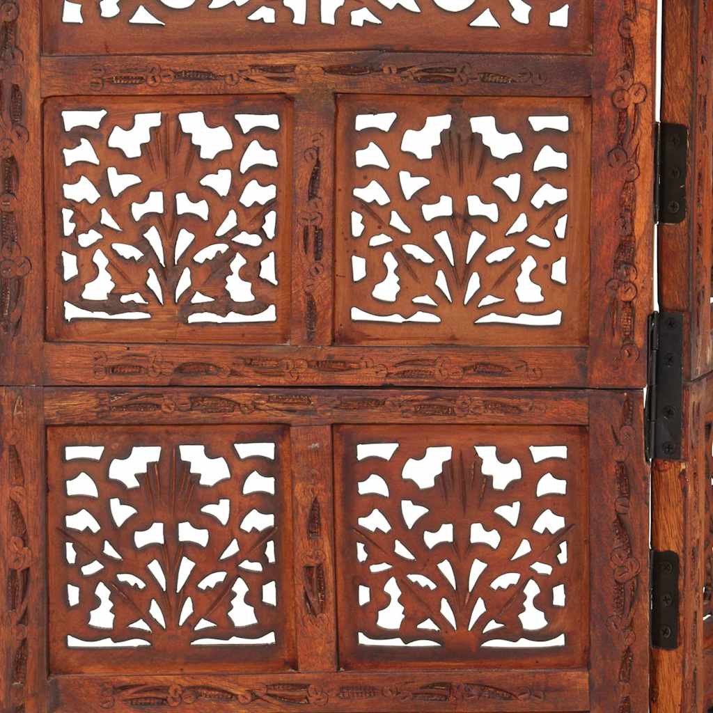 vidaXL Parawan 4-panelowy, rzeźbiony, brąz, 160x165 cm, drewno mango