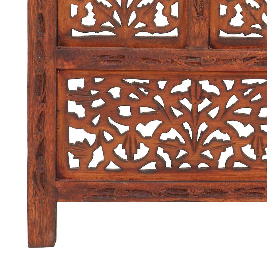 vidaXL Parawan 4-panelowy, rzeźbiony, brąz, 160x165 cm, drewno mango