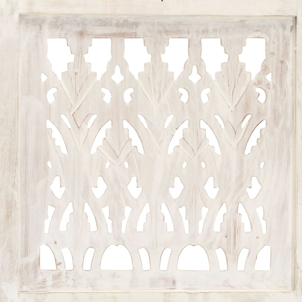 vidaXL Parawan 3-panelowy, rzeźbiony, biały, 120x165 cm, drewno mango