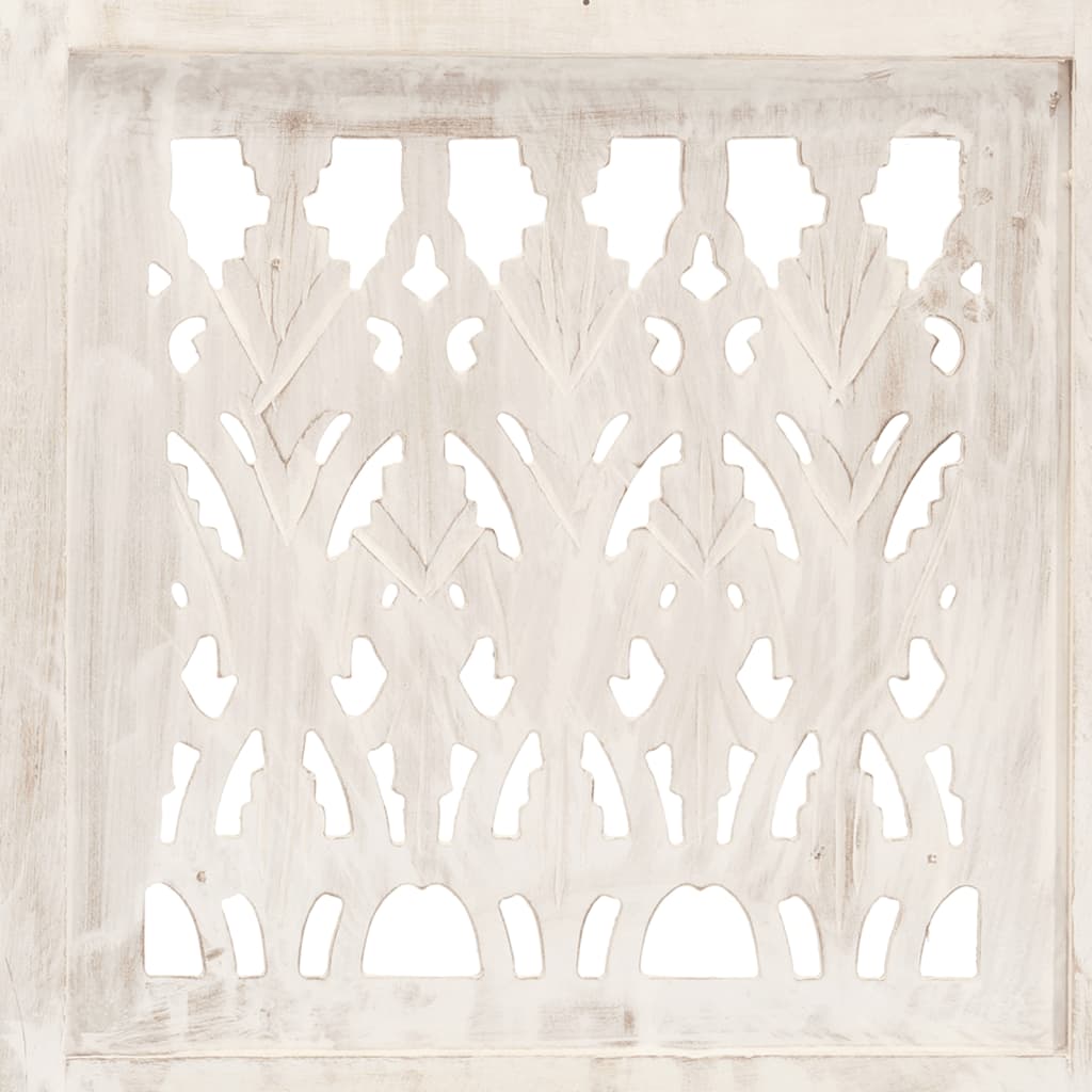 vidaXL Parawan 5-panelowy, rzeźbiony, biały, 200x165 cm, drewno mango
