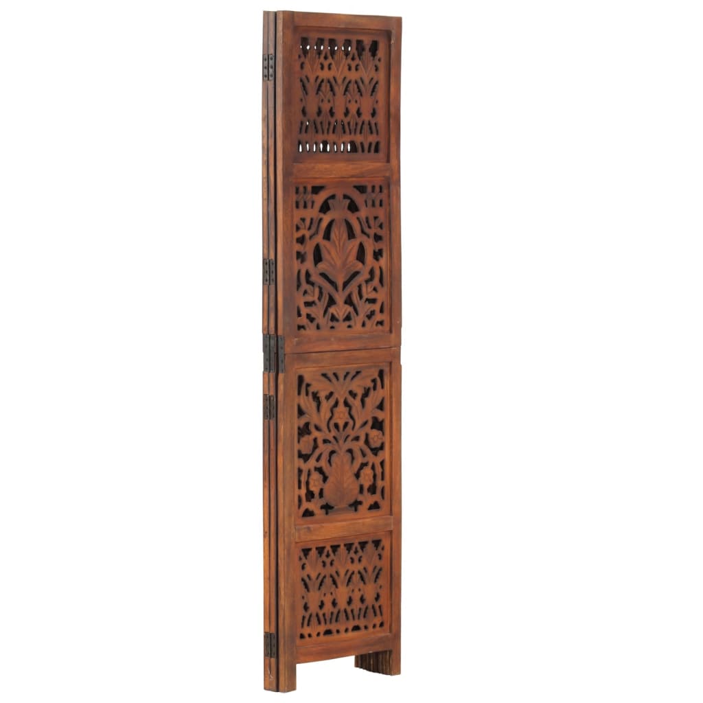 vidaXL Parawan 3-panelowy, rzeźbiony, brązowy 120x165 cm, drewno mango