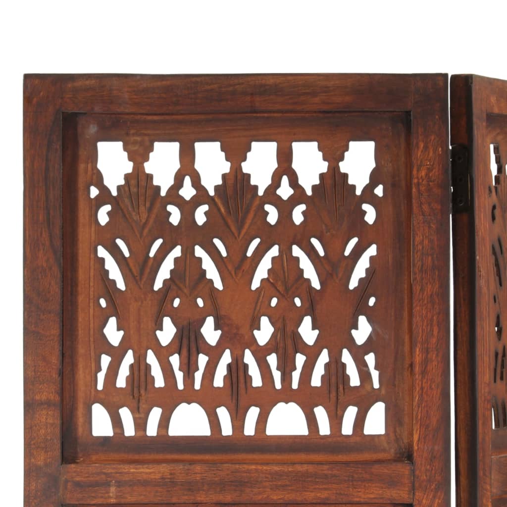 vidaXL Parawan 3-panelowy, rzeźbiony, brązowy 120x165 cm, drewno mango