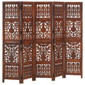 vidaXL Parawan 5-panelowy, rzeźbiony, brąz, 200x165 cm, drewno mango