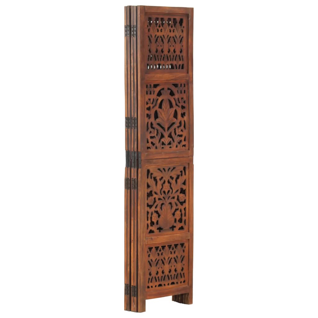 vidaXL Parawan 5-panelowy, rzeźbiony, brąz, 200x165 cm, drewno mango