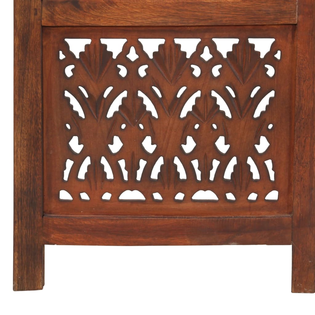 vidaXL Parawan 5-panelowy, rzeźbiony, brąz, 200x165 cm, drewno mango
