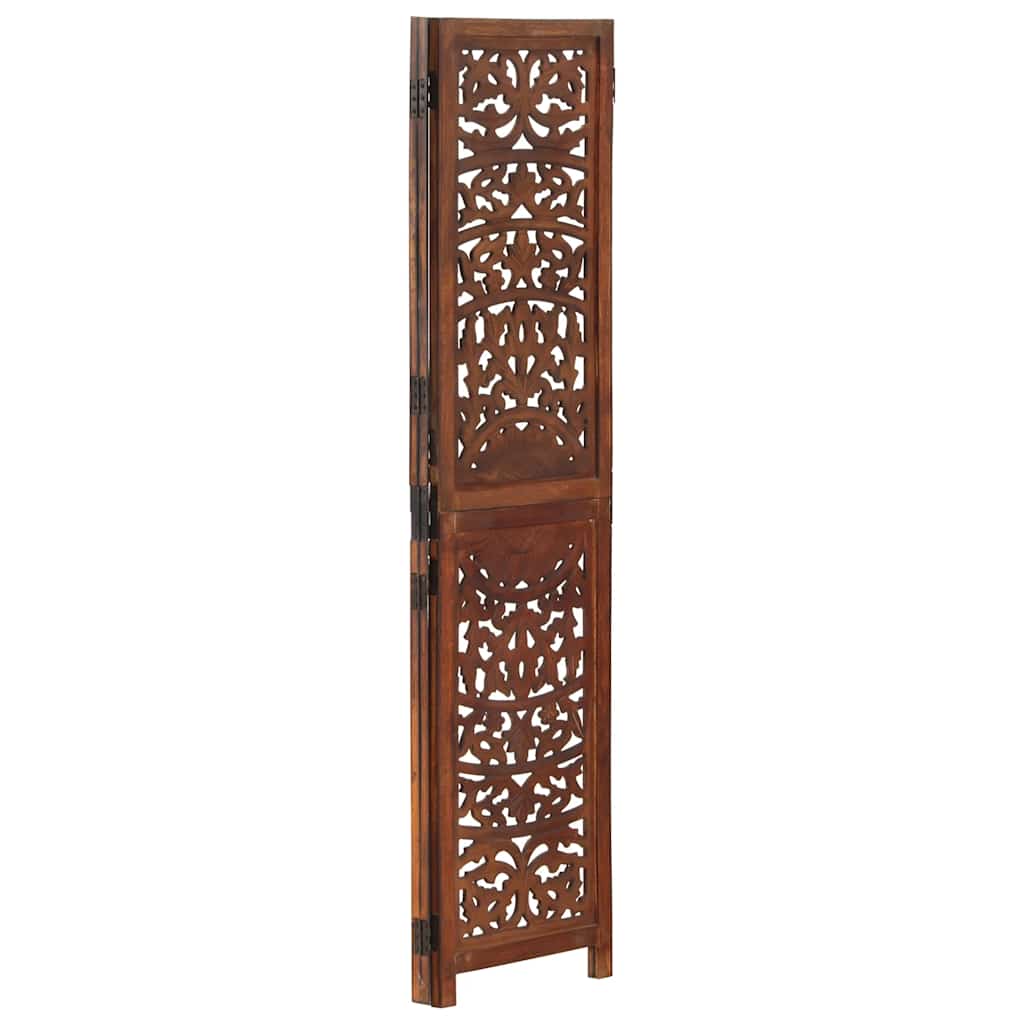 vidaXL Parawan 3-panelowy, rzeźbiony, brązowy 120x165 cm, drewno mango