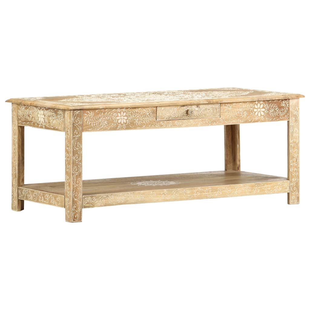 vidaXL Stolik kawowy 110x50x45 cm, lite drewno mango, ręcznie malowane