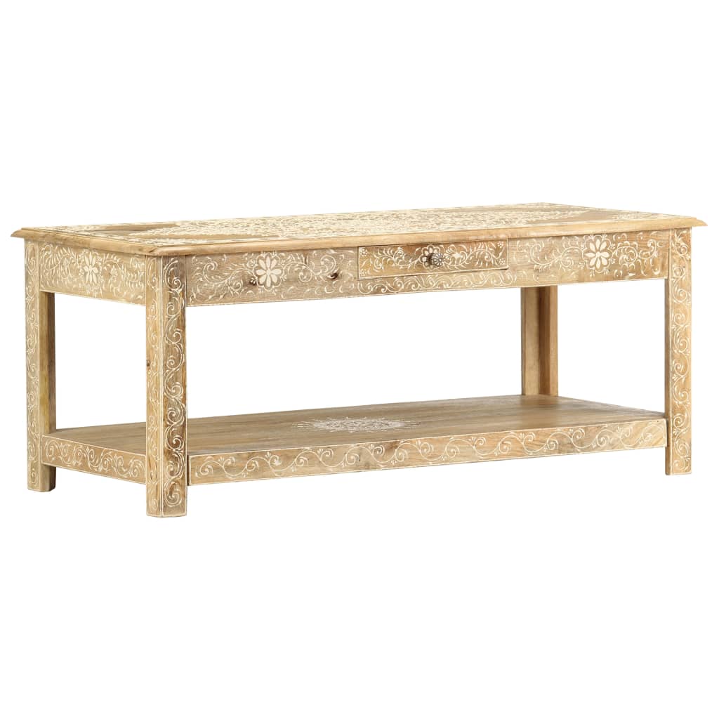 vidaXL Stolik kawowy 110x50x45 cm, lite drewno mango, ręcznie malowane