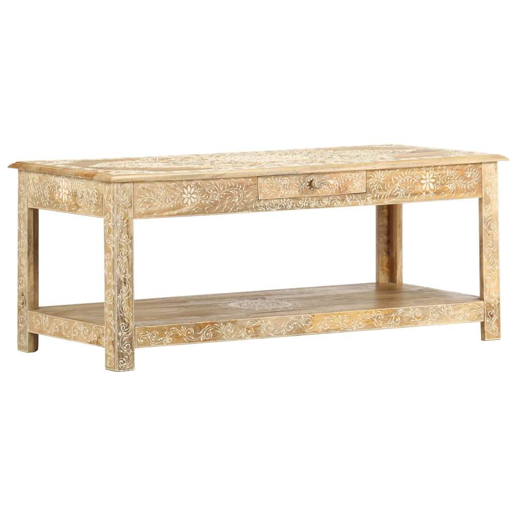 vidaXL Stolik kawowy 110x50x45 cm, lite drewno mango, ręcznie malowane