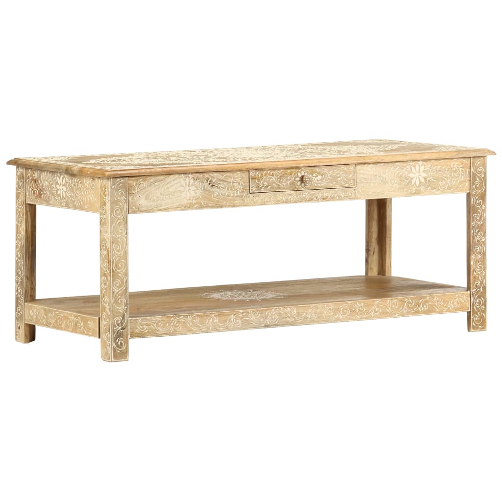 vidaXL Stolik kawowy 110x50x45 cm, lite drewno mango, ręcznie malowane