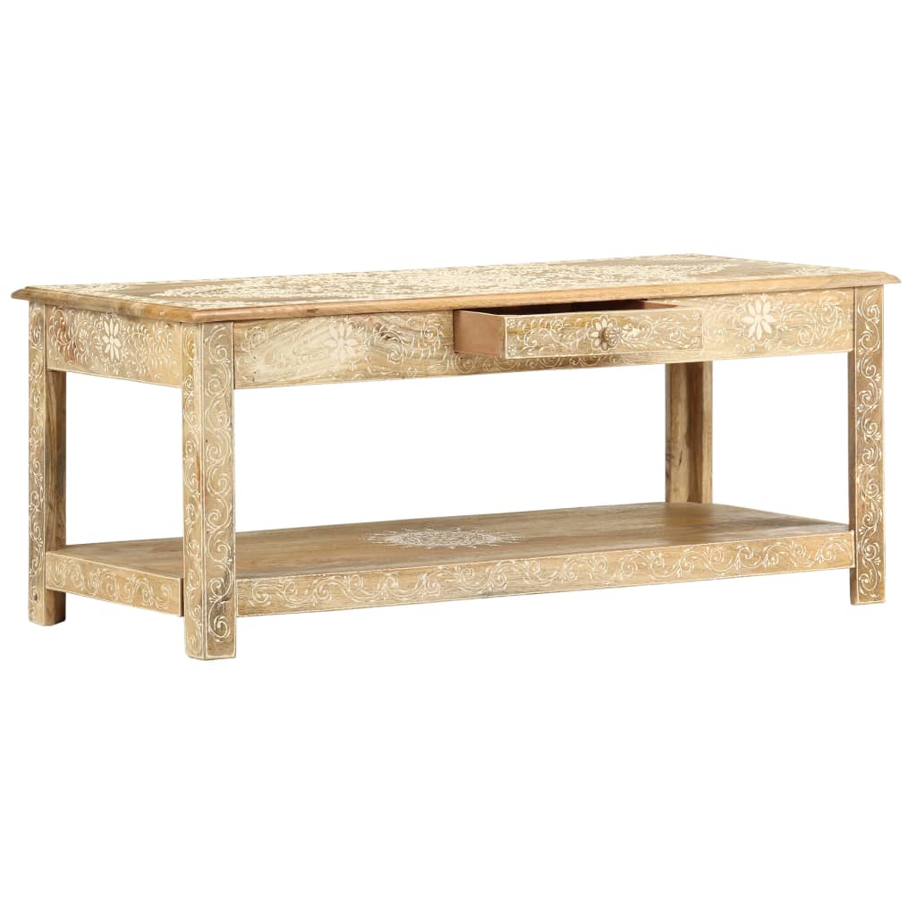 vidaXL Stolik kawowy 110x50x45 cm, lite drewno mango, ręcznie malowane