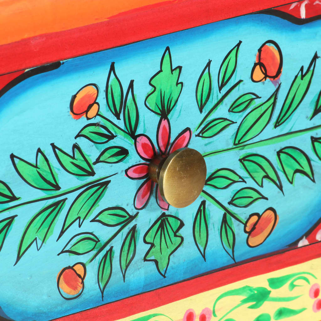 vidaXL Ręcznie malowana konsola, 80x35x75 cm, lite drewno mango