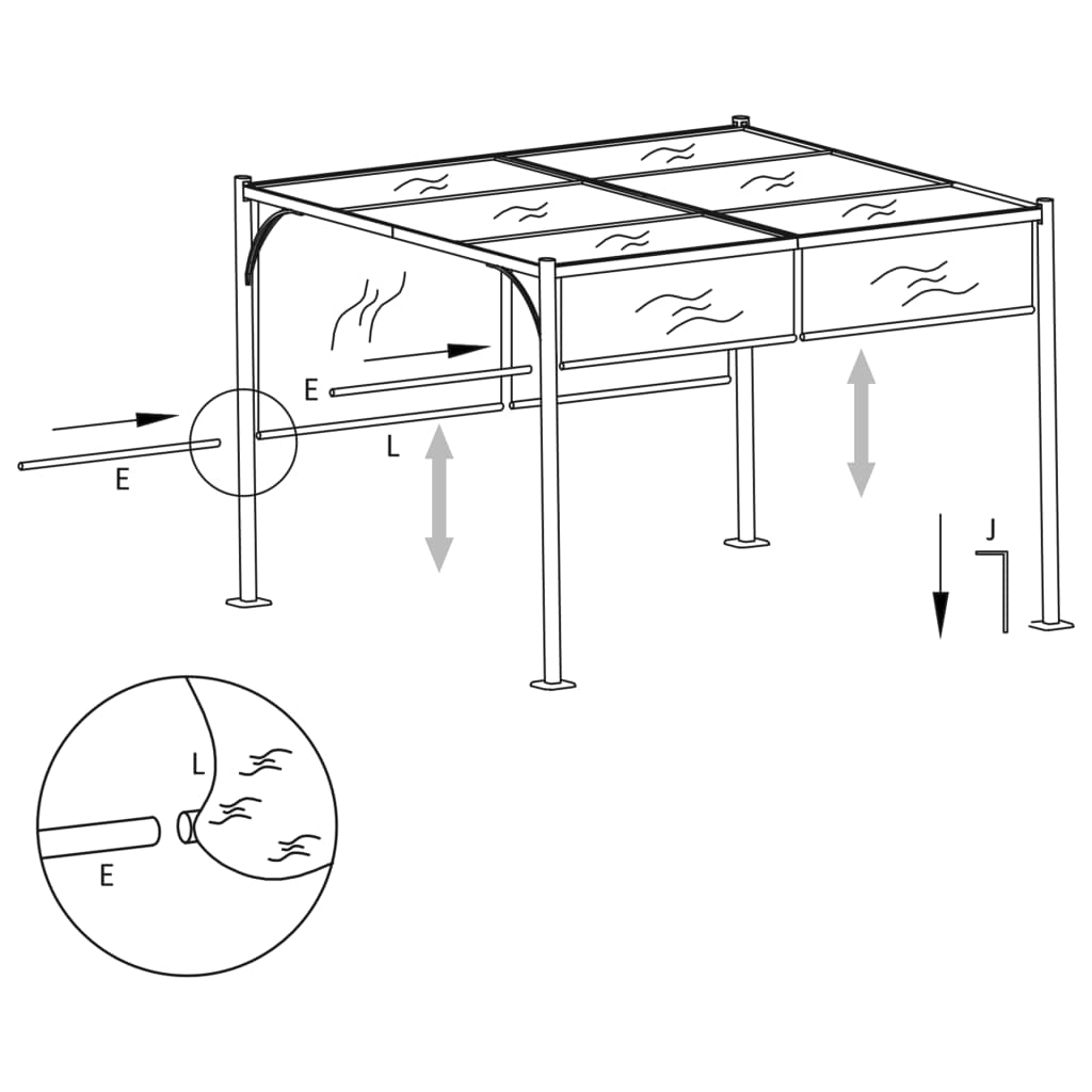 vidaXL Pergola z regulowanym dachem, śmietankowa, 3x3 m, stalowa