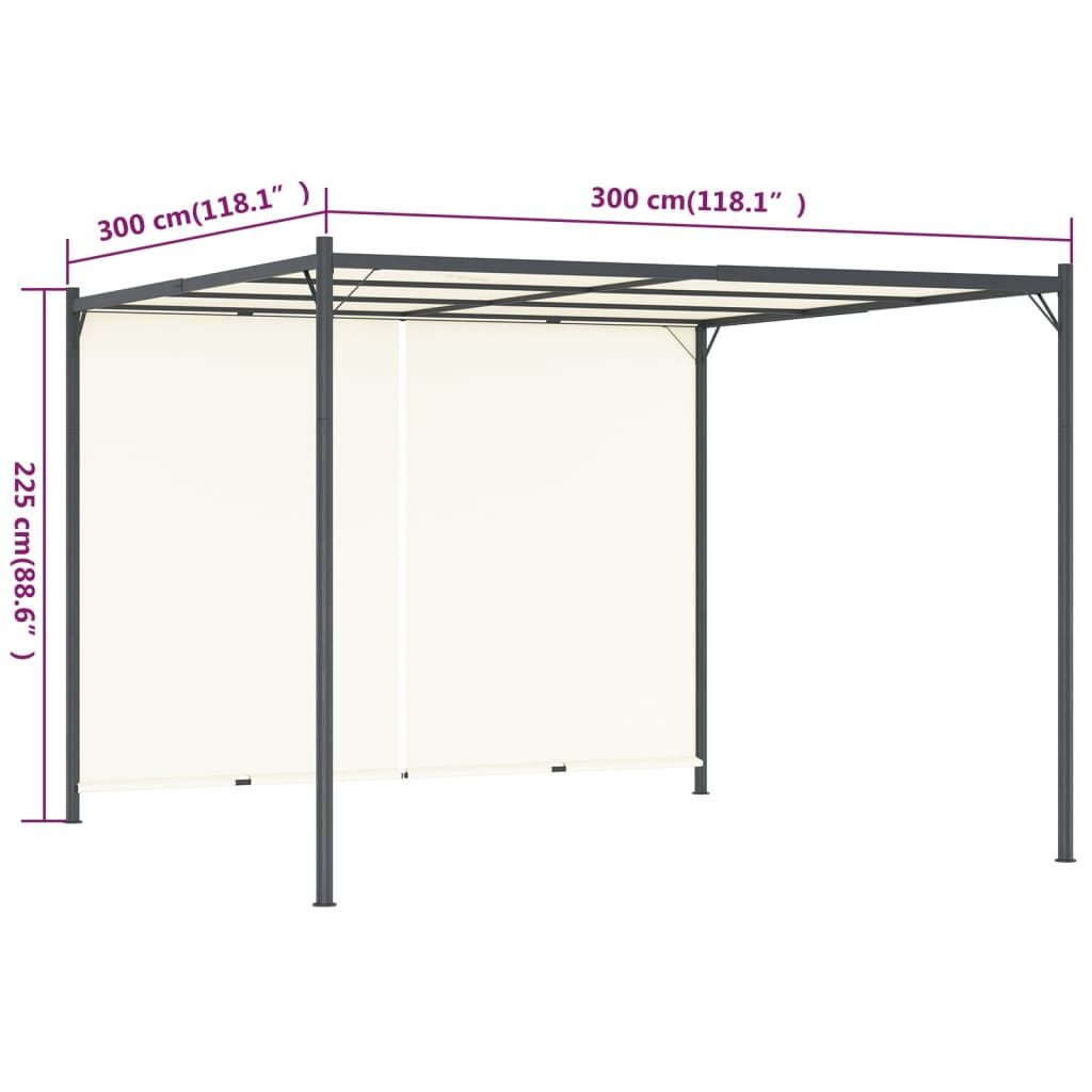 vidaXL Pergola z regulowanym dachem, śmietankowa, 3x3 m, stalowa