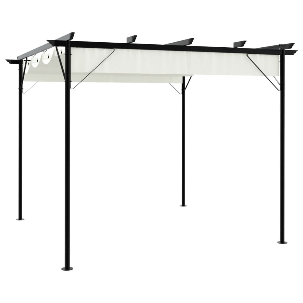 vidaXL Pergola ze zwijanym dachem, śmietankowa, 3x3 m, stalowa