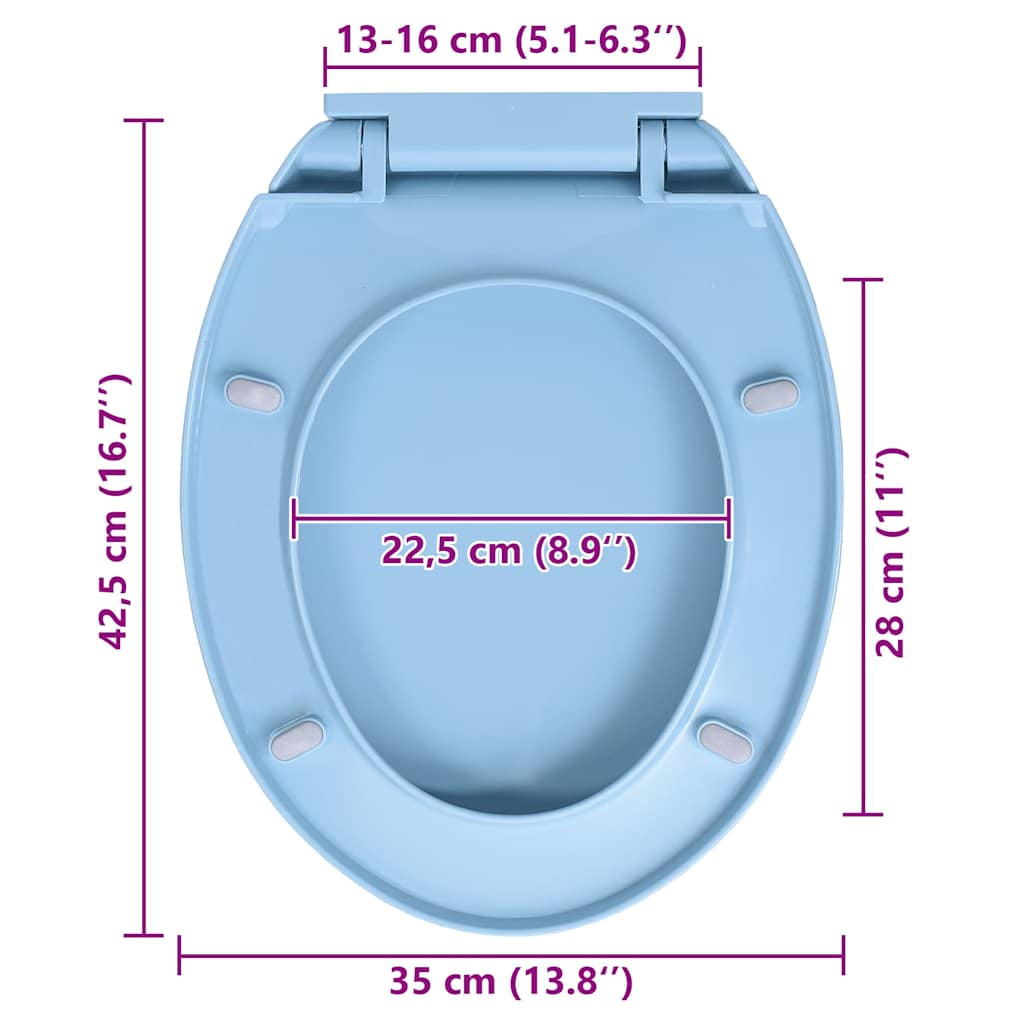 vidaXL Cicho zamykana deska sedesowa, niebieska, owalna