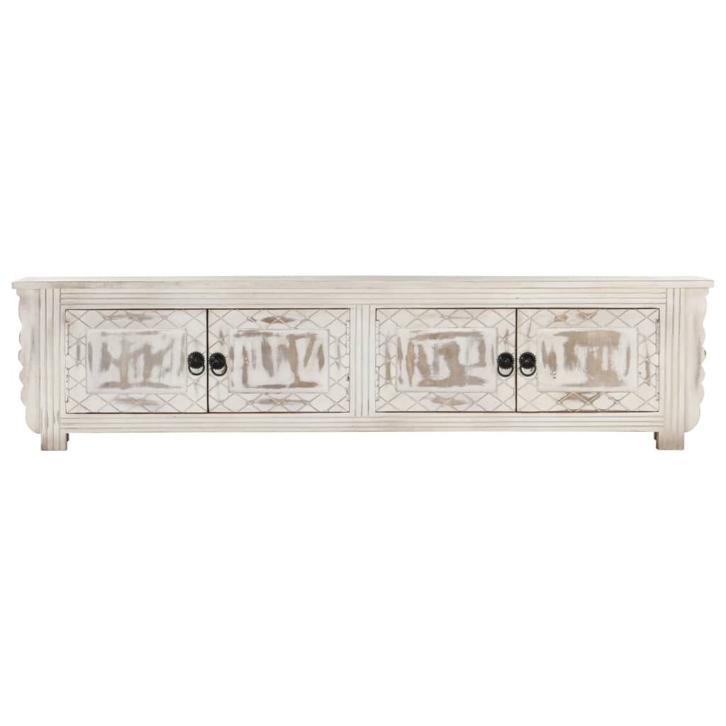 vidaXL Szafka pod TV, biała, 140x30x35 cm, lite drewno mango