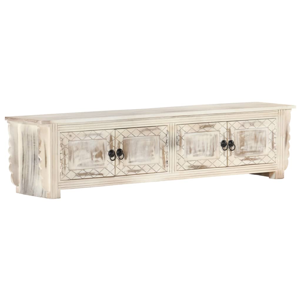 vidaXL Szafka pod TV, biała, 140x30x35 cm, lite drewno mango