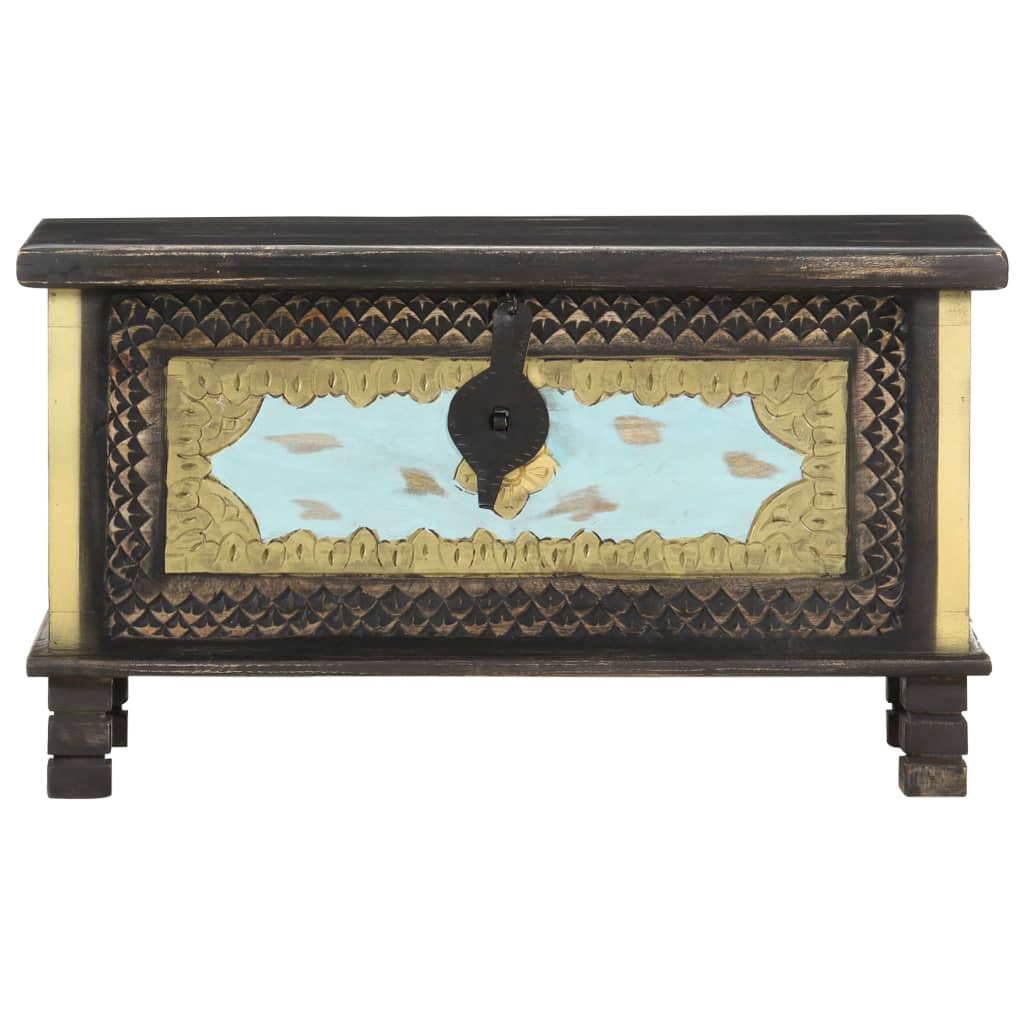 vidaXL Skrzynia, czarna, 80x40x45 cm, lite drewno mango