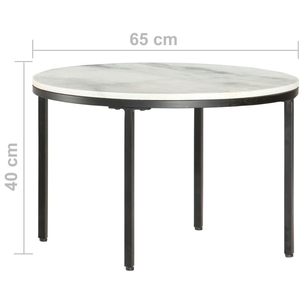 vidaXL Stolik kawowy, biało-czarny, Ø65 cm, prawdziwy marmur