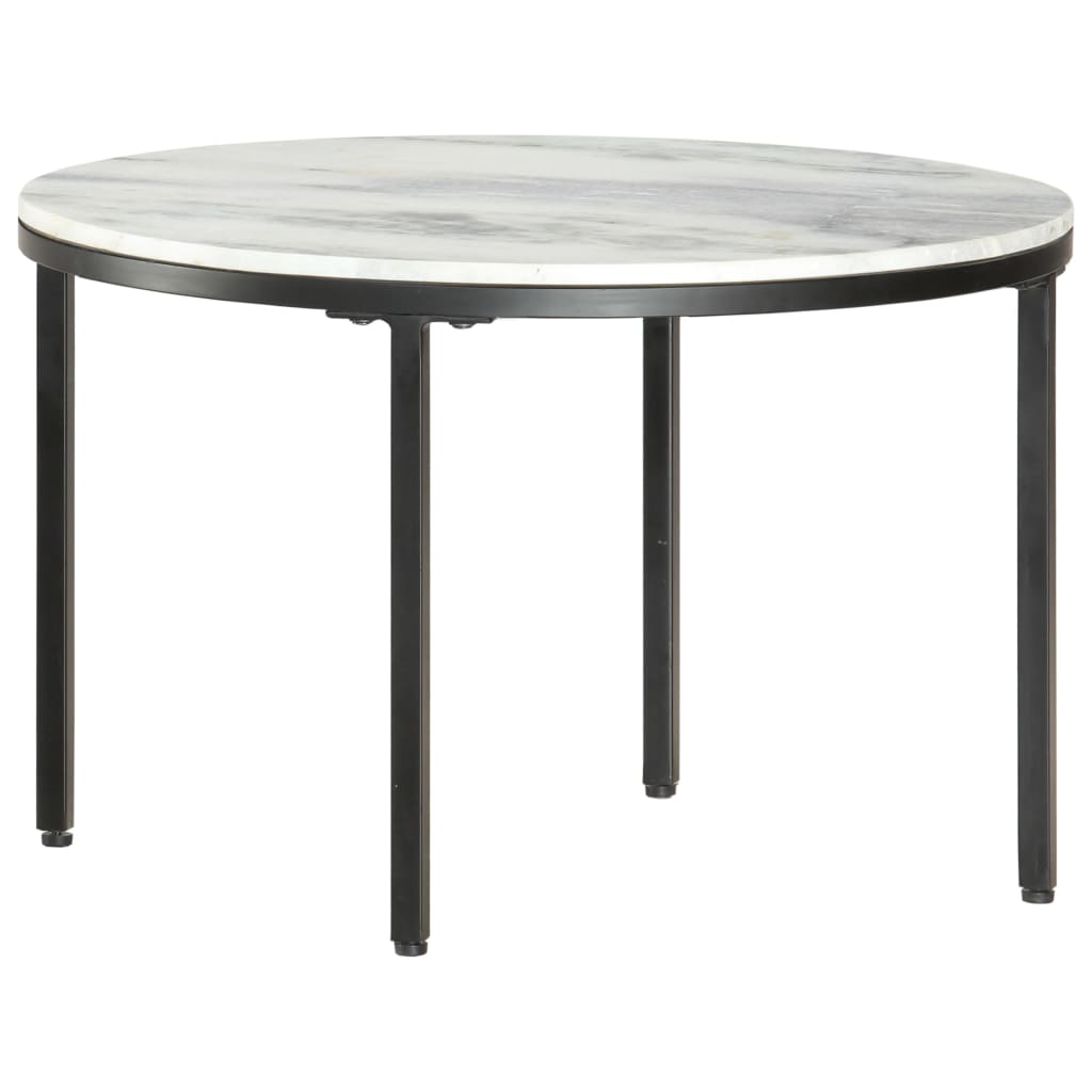 vidaXL Stolik kawowy, biało-czarny, Ø65 cm, prawdziwy marmur