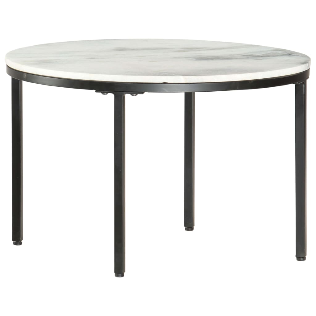 vidaXL Stolik kawowy, biało-czarny, Ø65 cm, prawdziwy marmur