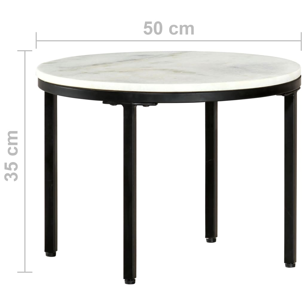 vidaXL Stolik kawowy, biało-czarny, Ø50 cm, prawdziwy marmur