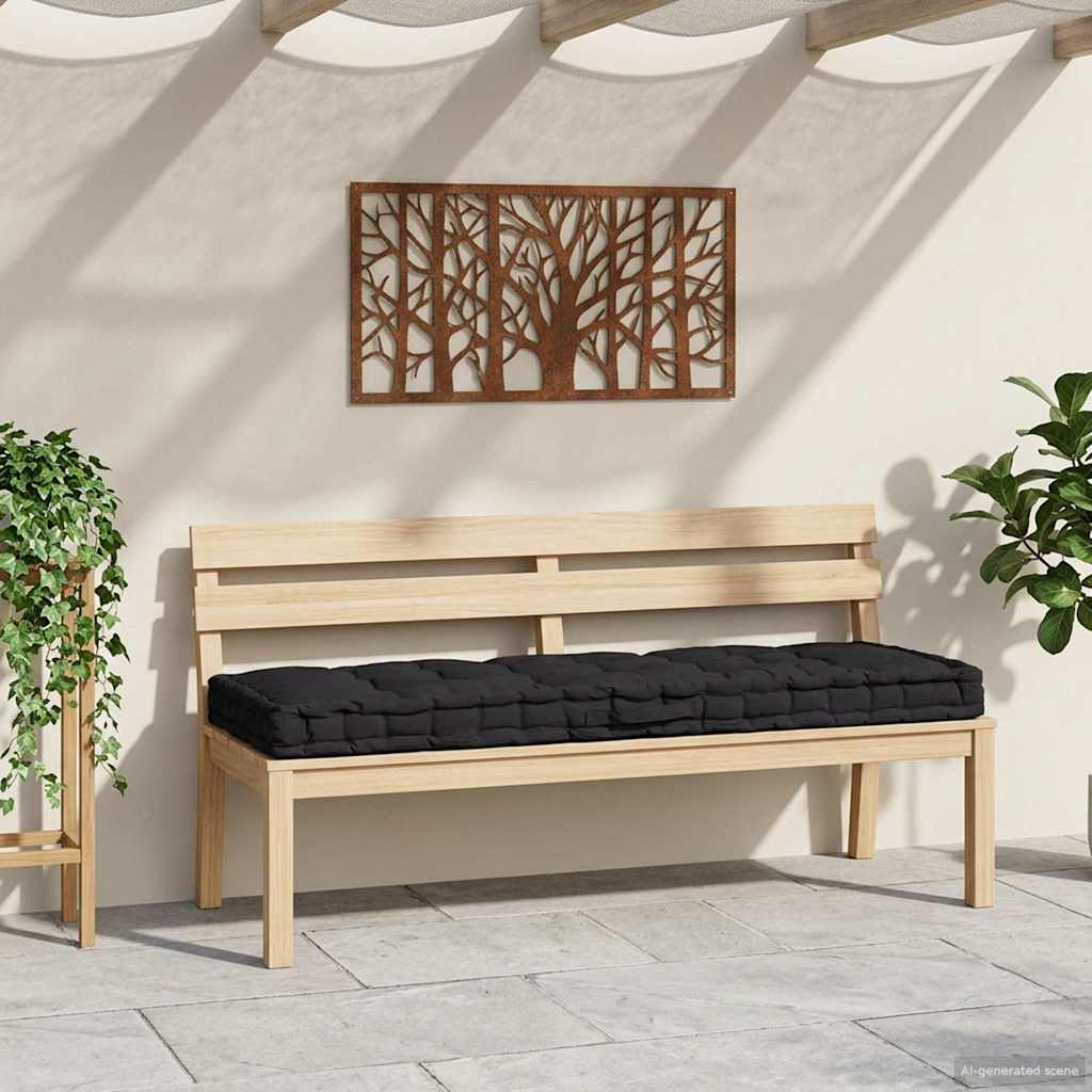 vidaXL Poduszka na podłogę lub palety, bawełna, 120x80x10 cm, czarna