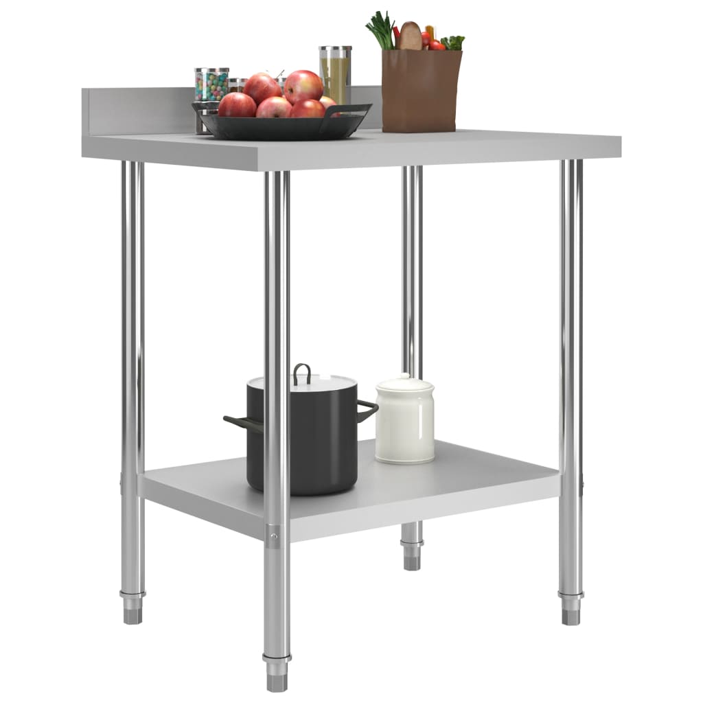 vidaXL Kuchenny stół roboczy z rantem, 80x60x93 cm, stal nierdzewna