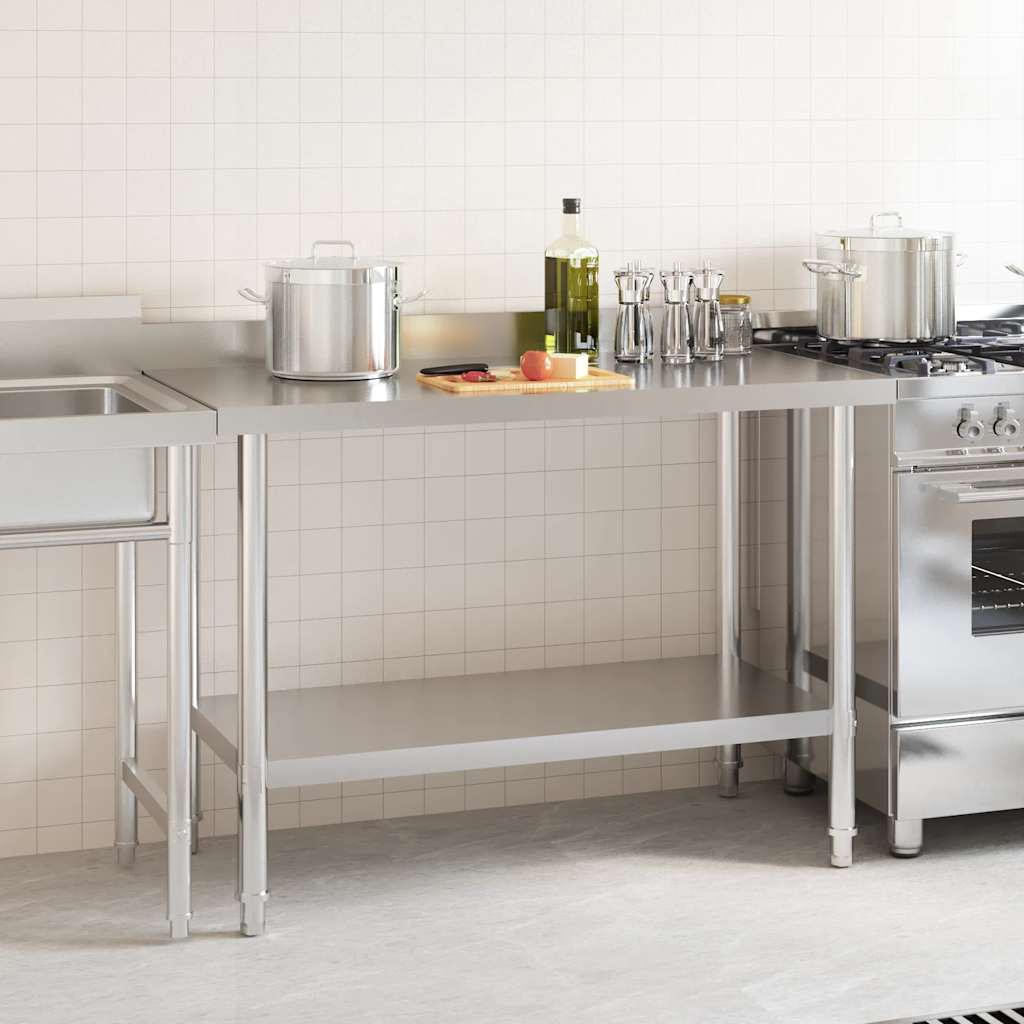 vidaXL Kuchenny stół roboczy z rantem, 120x60x93 cm, stal nierdzewna