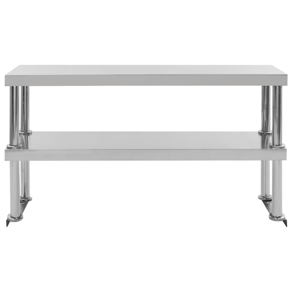 vidaXL Półka nad blat roboczy, 2 poziomy 120x30x65 cm, stal nierdzewna