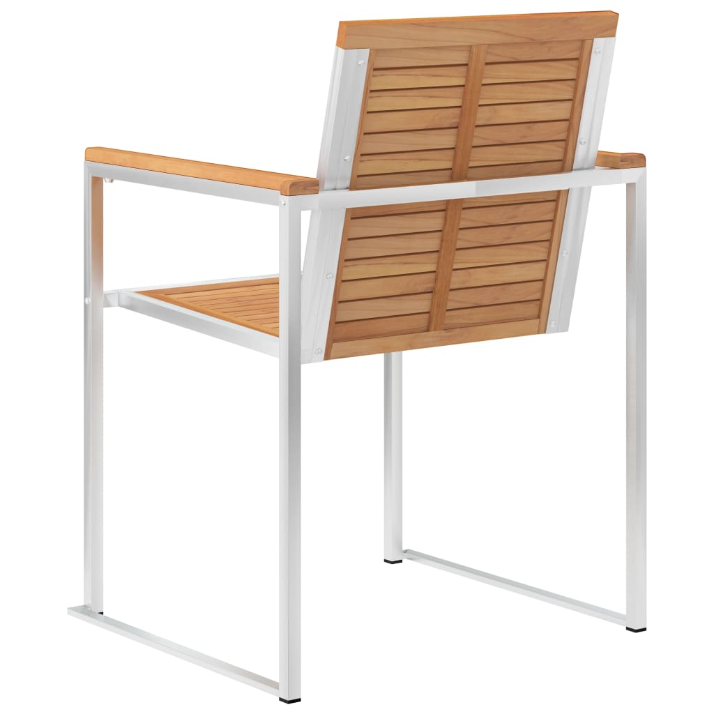 vidaXL Krzesła ogrodowe, 2 szt., lite drewno tekowe i stal nierdzewna