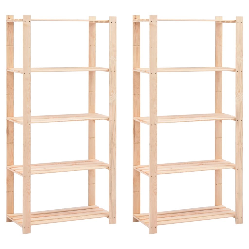 vidaXL Regały z 5 półkami, 2 szt., 80x38x170 cm, sosna, 250 kg
