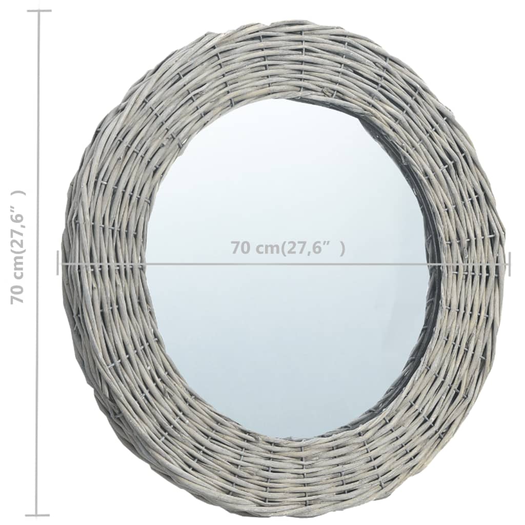 vidaXL Lustro, 70 cm, wiklinowe