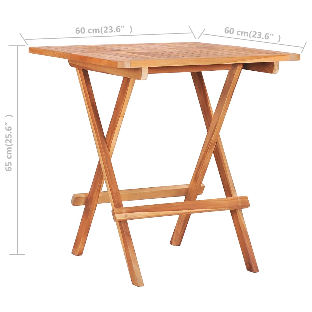 vidaXL Składany stolik bistro, 60x60x65 cm, lite drewno tekowe