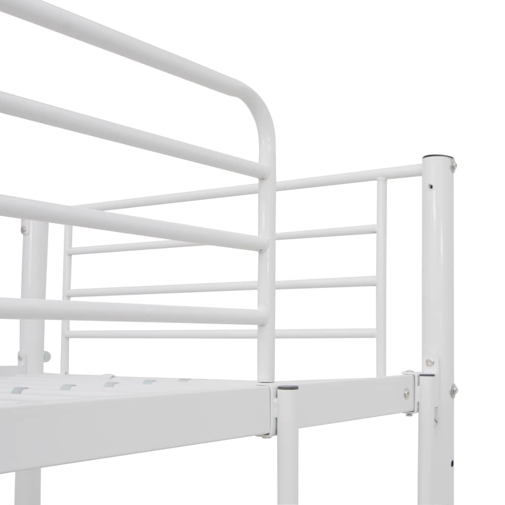 vidaXL Rama łóżka piętrowego z biurkiem, biała, metalowa, 90 x 200 cm